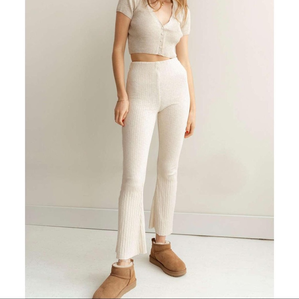 Urban Outfitters Rosie Ribbed High Waisted Flared Pants